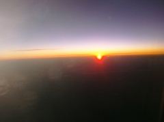 Sun rise from an airplane 